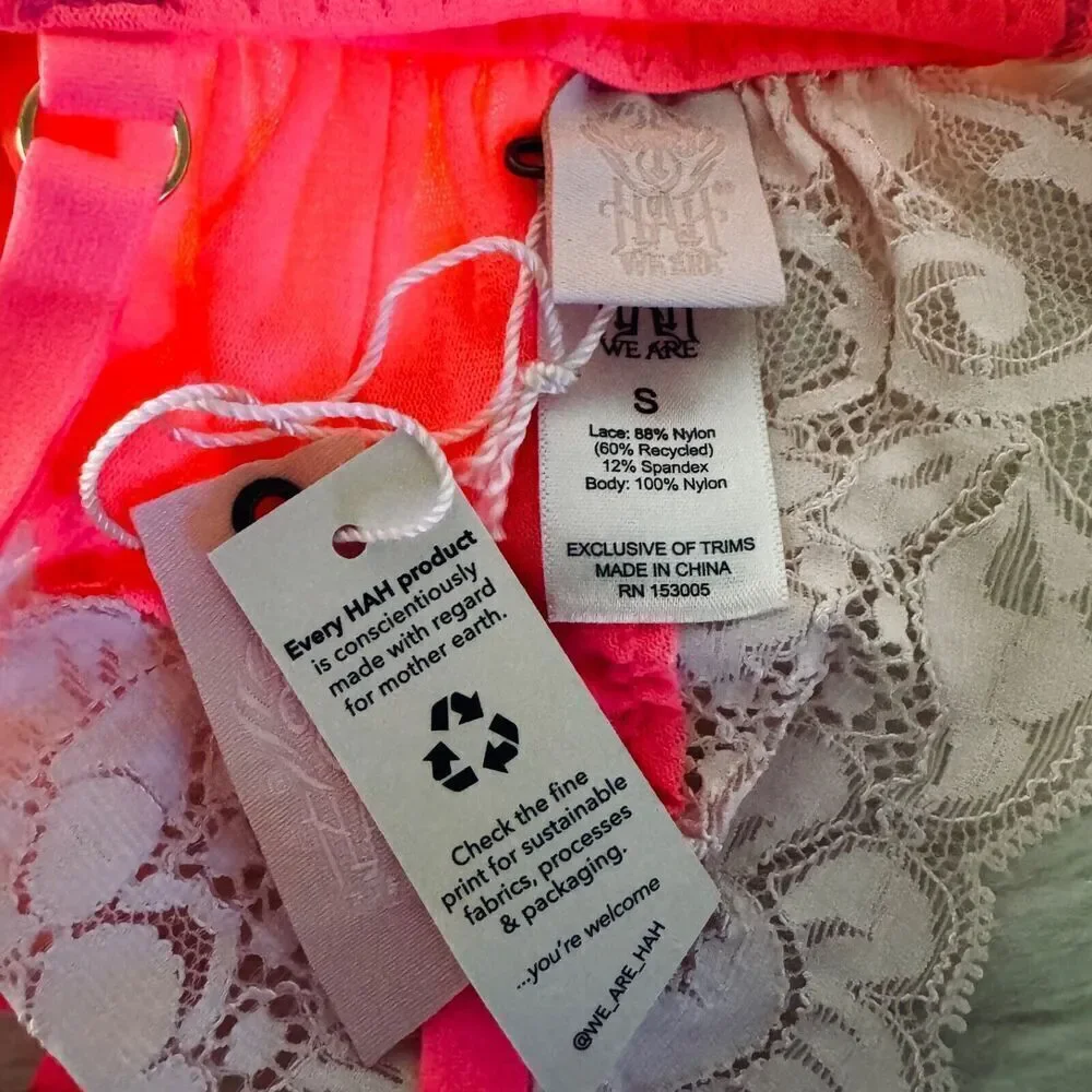 We Are HAH On The Double Bralette Size S Bubblegum Pink Adjustable NEW